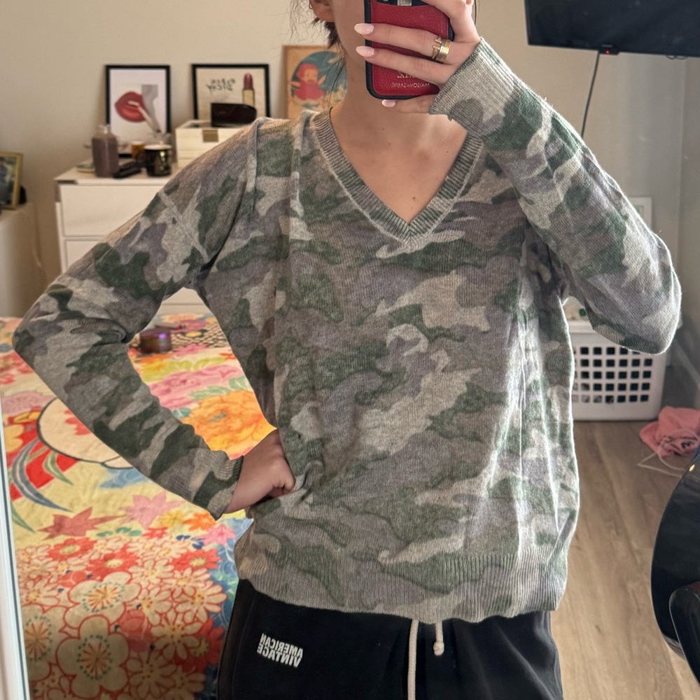 Camouflage V-Neck Sweater